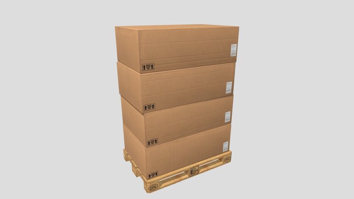 Wooden Pallet with Boxes 1-3 3D Model