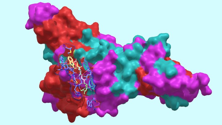 SARS CoV-2 PLpro and inhibitor VIR250 3D Model