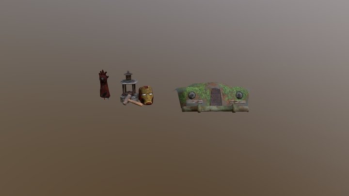 Forest Loner - 3 Simple + 2 More detailed props 3D Model