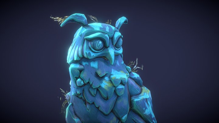 Stylized stone owl 3D Model