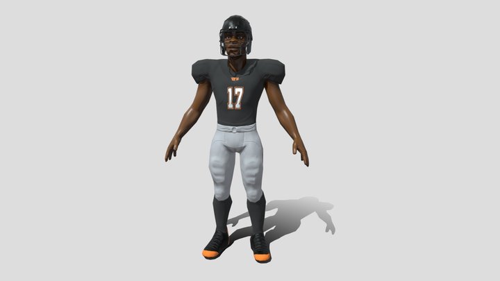 American Football Player Cartoon 2 3D Model