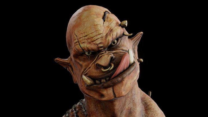Orc Warrior Character Concept Head Anatomy Study 3D Model