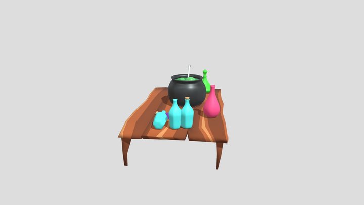 Messy Wizard Workplace 3D Model
