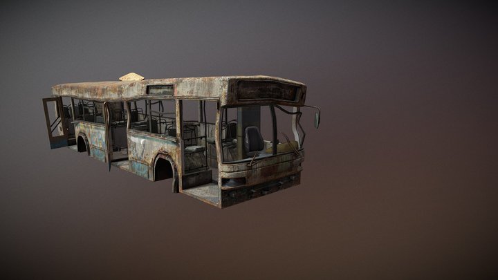 destroyed Bus 01 3D Model