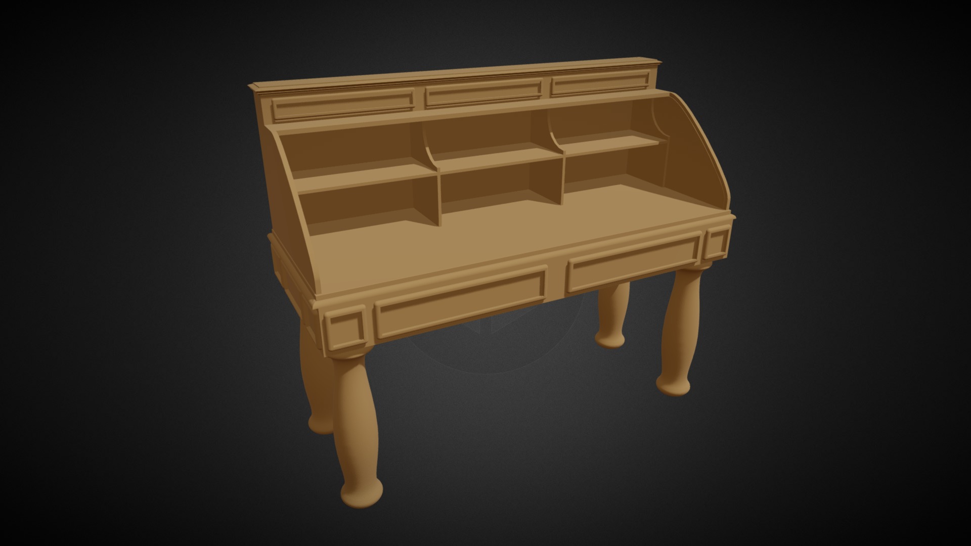 3D model solid wood desk / #21design custom project - This is a 3D model of the solid wood desk / #21design custom project. The 3D model is about a white table with a black background.