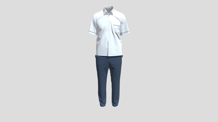 School Uniform Male Open Neck Untucked 3D Model