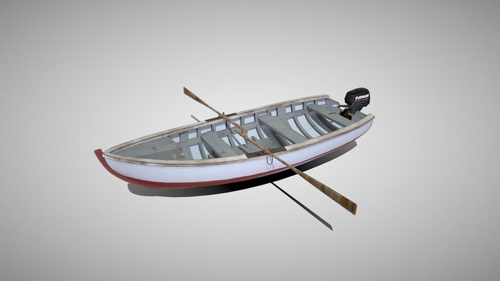 Wooden Boat Low-poly 3D Model
