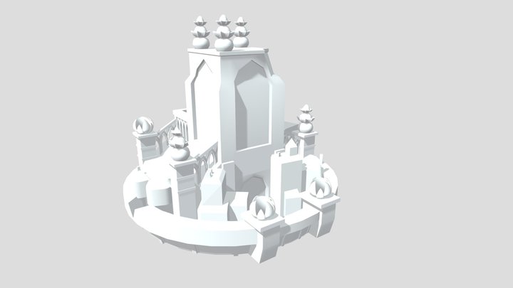 WIP Little Town & Cathedral 3D Model