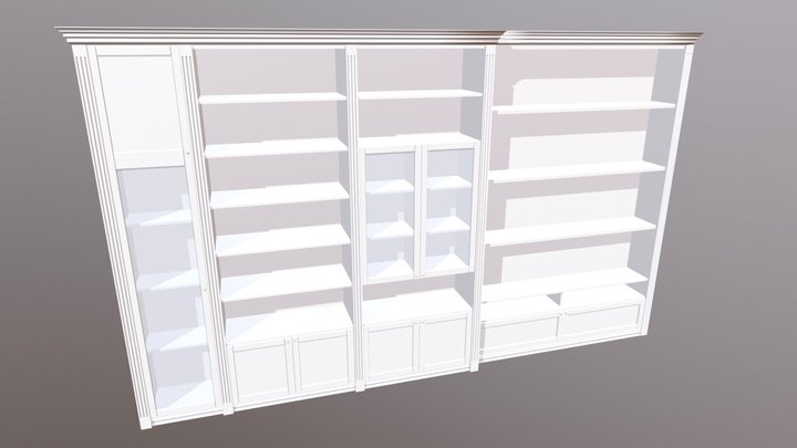 White Classic Library 3D Model