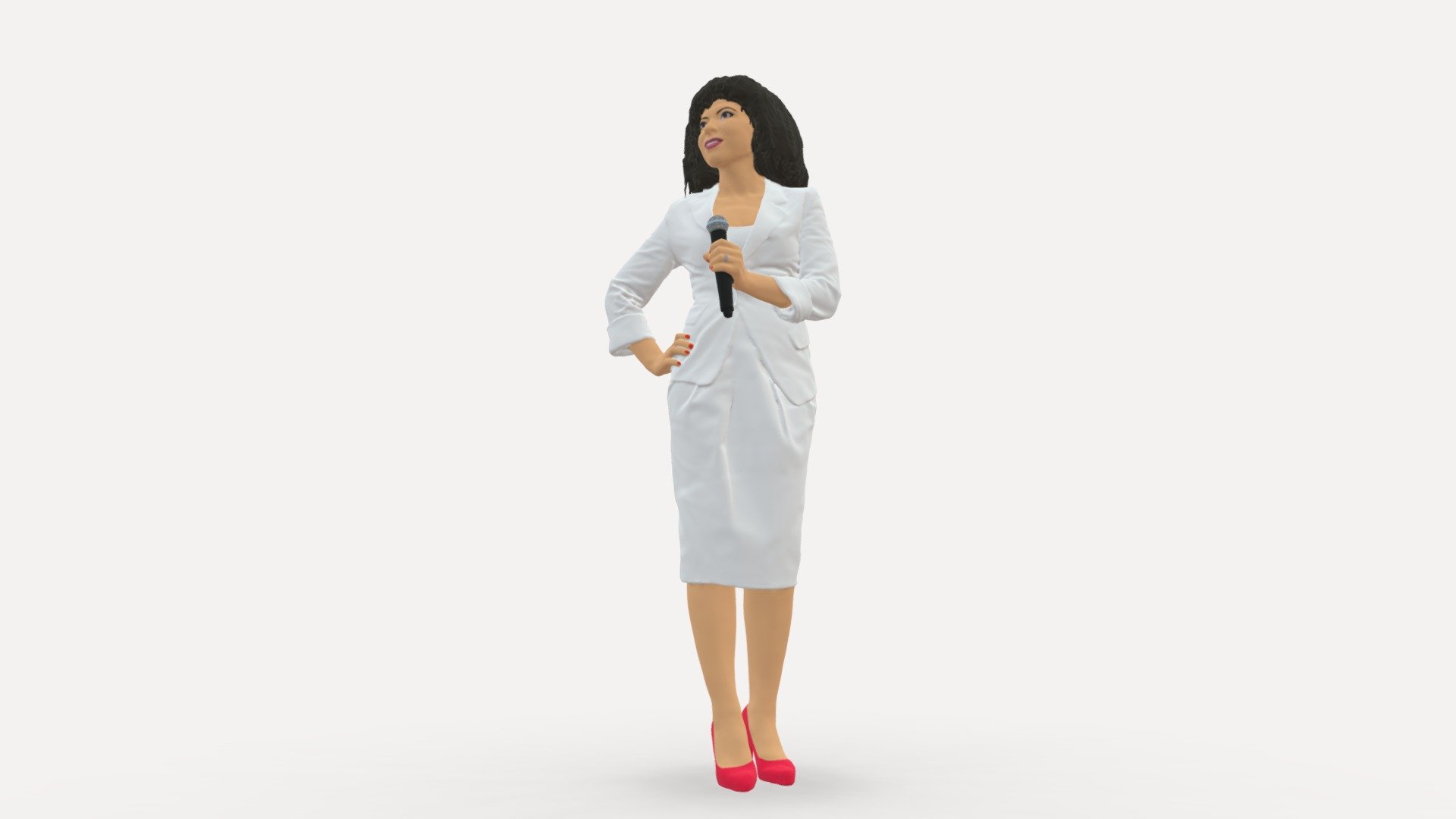 Girl with a microphone in a white suit 0217 — Sketchfab embed 3D viewer