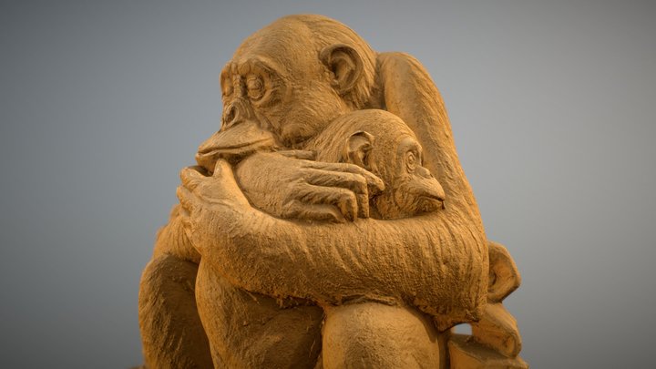 Chimps sand sculpture