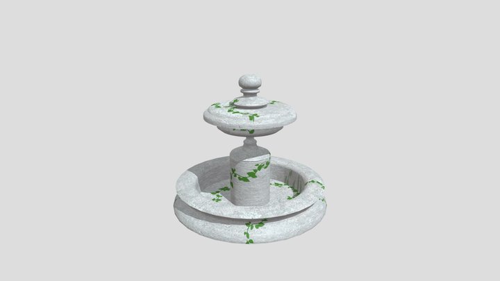 Stone Fountain with Vines 3D Model