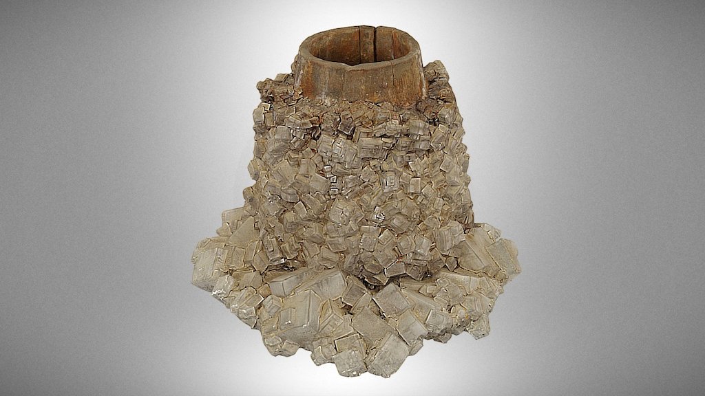 Halite crystals on the watering can