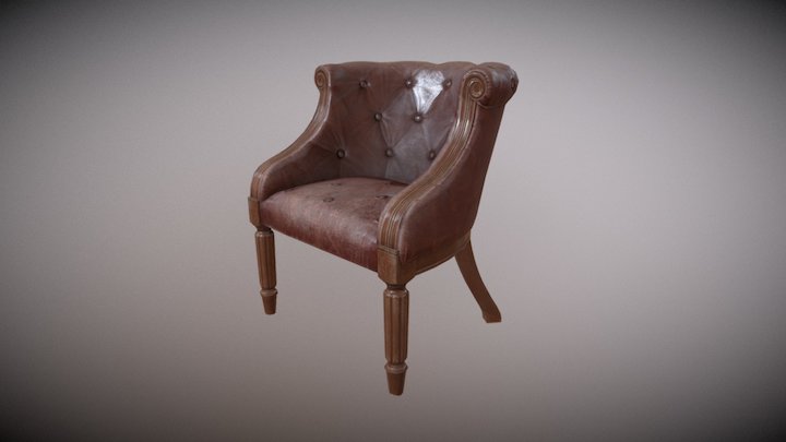 Antique Leather Chair 3D Model
