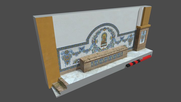 Banco con escudo Andalucía (optimizado) 3D Model