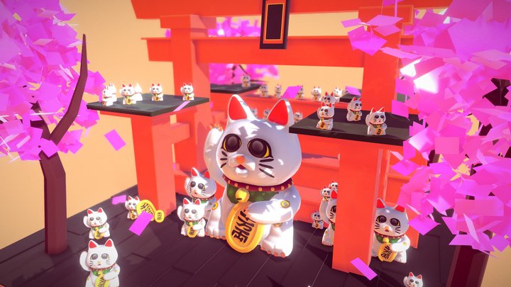 Pachinko Lucky Cat Temple 3D Model