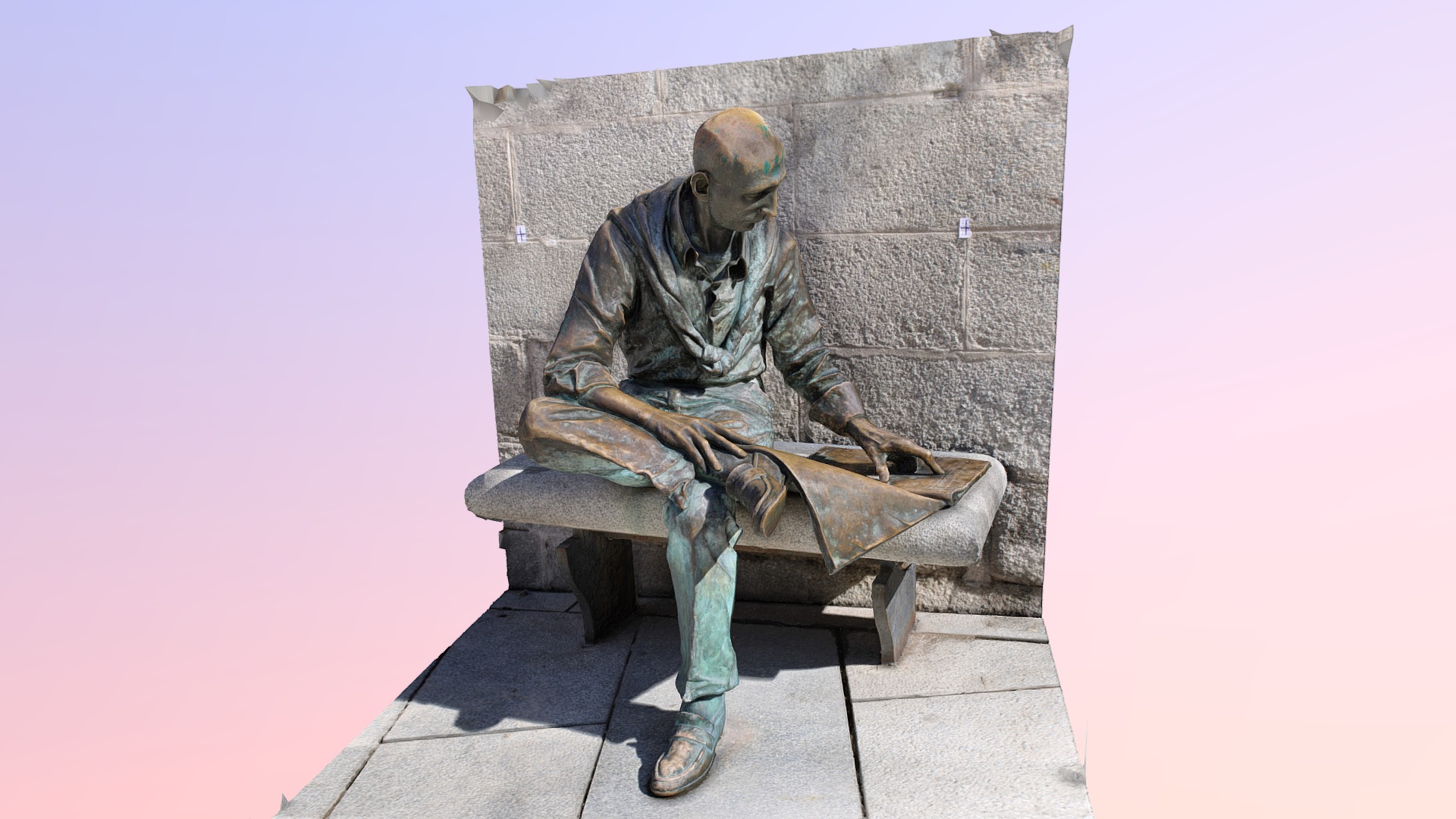 3D model Lector sentado - This is a 3D model of the Lector sentado. The 3D model is about a statue of a person sitting on a bench.