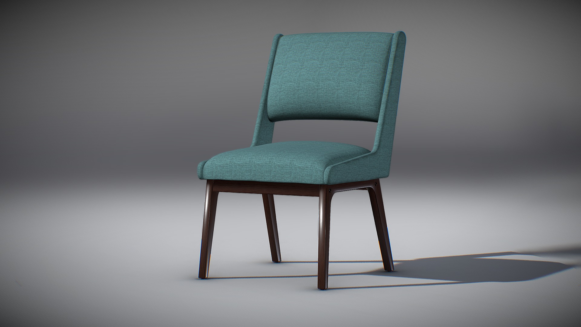 3D model DinningChair - This is a 3D model of the DinningChair. The 3D model is about a green chair with a blue cushion.