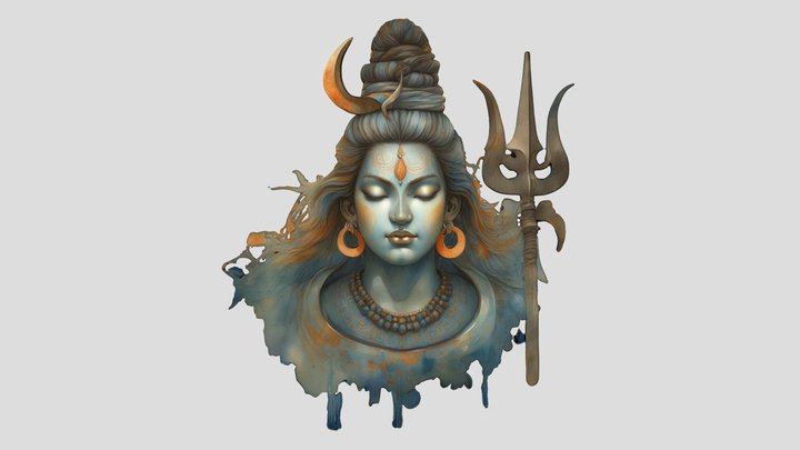 Lord Shiva Artistic Bust 3D Model