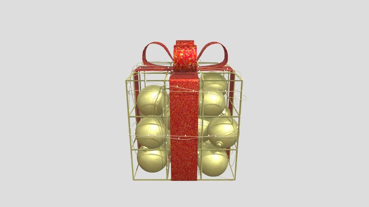 Wireframe Led Gift Box With Balls