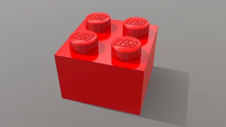 2x2 Lego Brick 3D Model