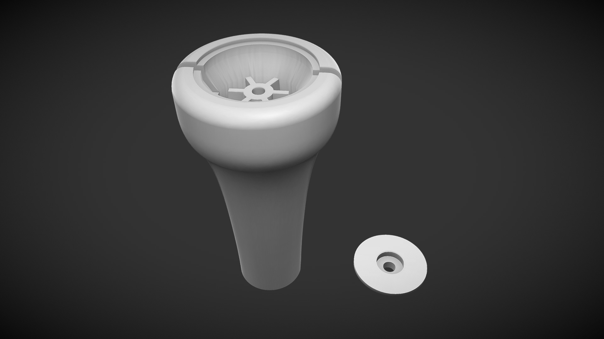3D model E28 Gear Shift Knob 01 – 3D print - This is a 3D model of the E28 Gear Shift Knob 01 - 3D print. The 3D model is about a light bulb with a white circle.