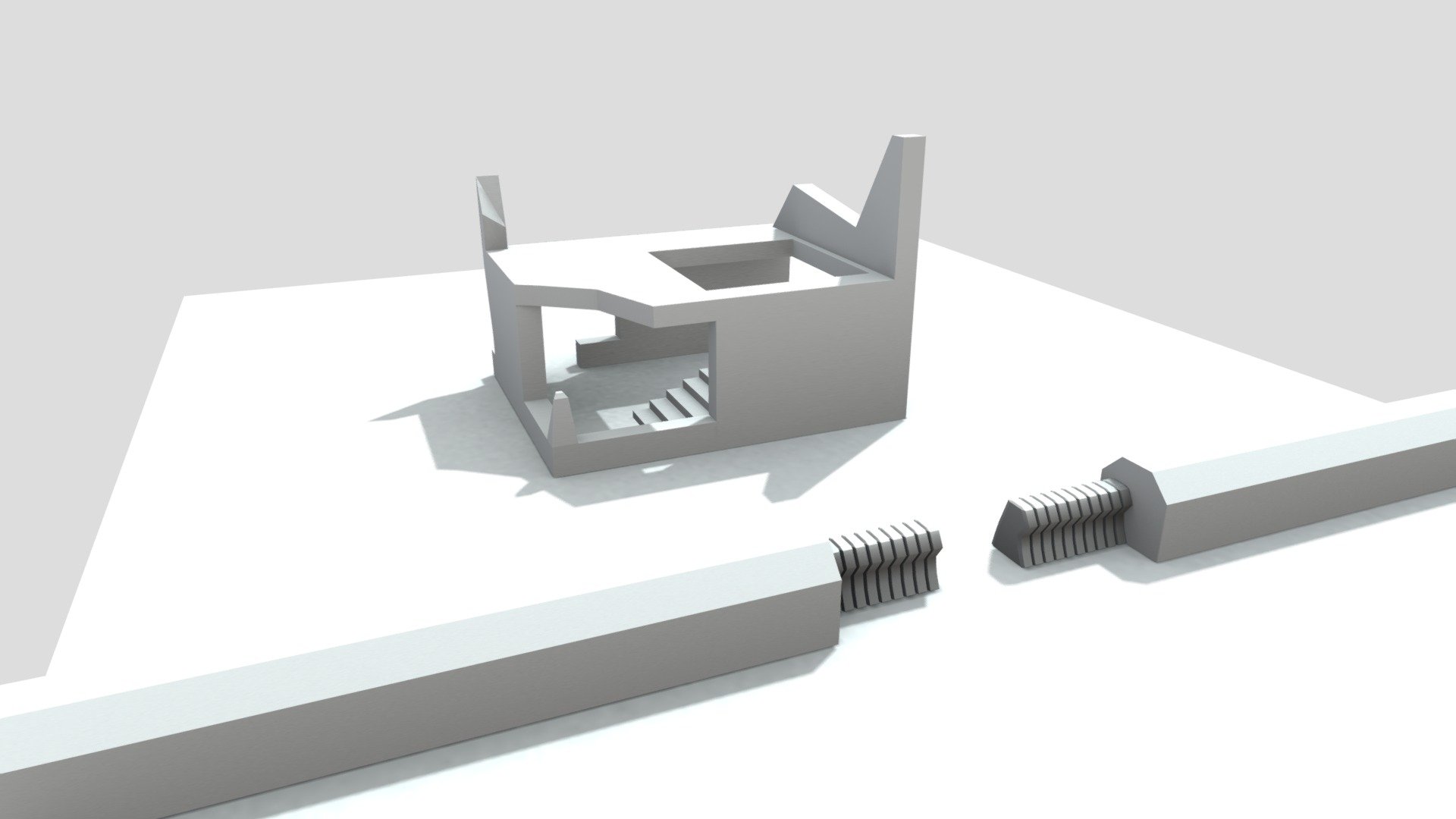 Low poly House and barricades