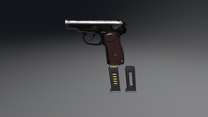 PM Makarov Pistol (low poly) 3D Model