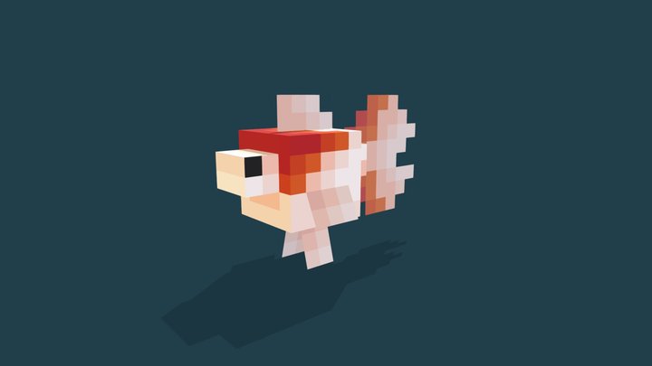 3D Pixel Koki Fish 3D Model
