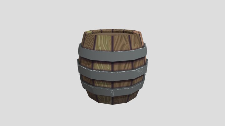 Hand Painted Barrel 3D Model