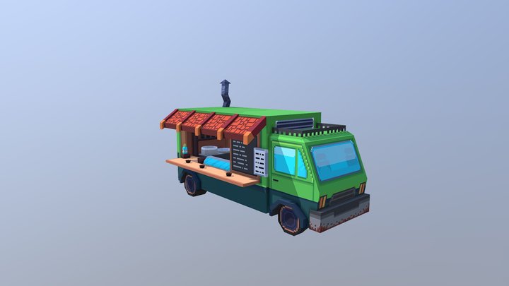 Green FoodTruck 3D Model