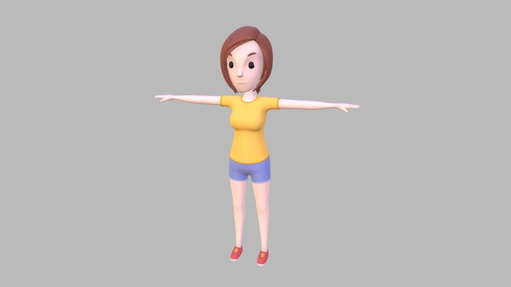 CartoonGirl001 Girl 3D Model