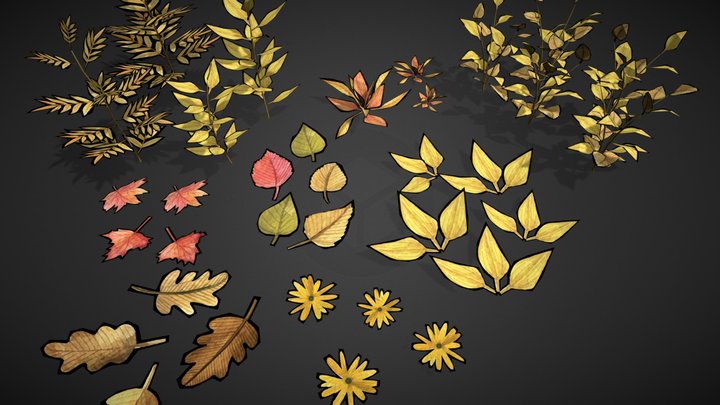 Freestyle leaves 3D Model