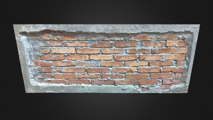 Exposed Section of A Brick Wall 3D Model