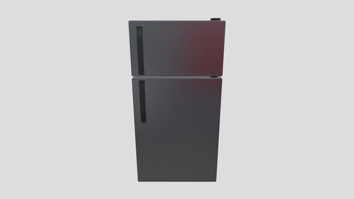Refrigerator - Grey Polished Metal 3D Model