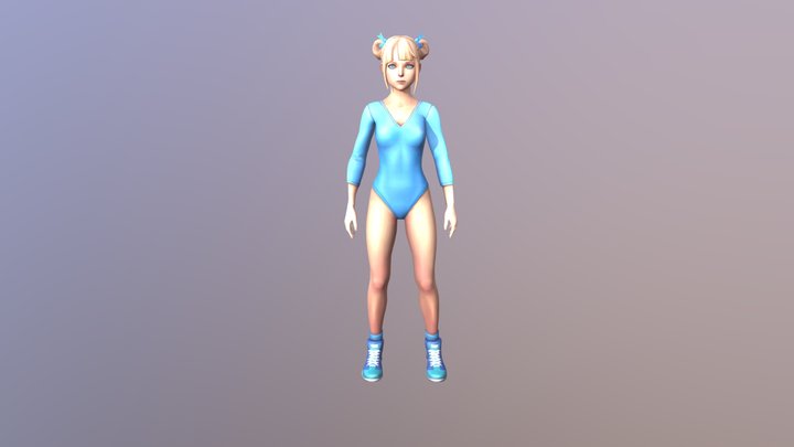 Girl Hello Export 3D Model