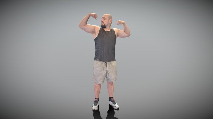 Sporty man demonstrating muscles 408 3D Model