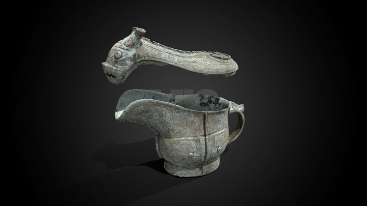 Annotated gong wine vessel, late 13th c BCE – Free 3D Model STL