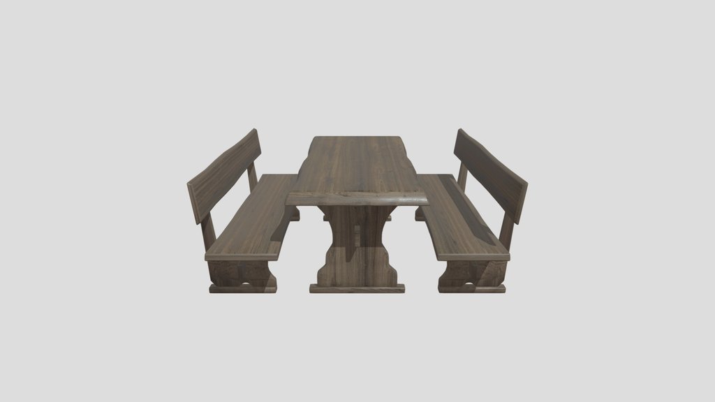 Rustic Wooden Table And Benches