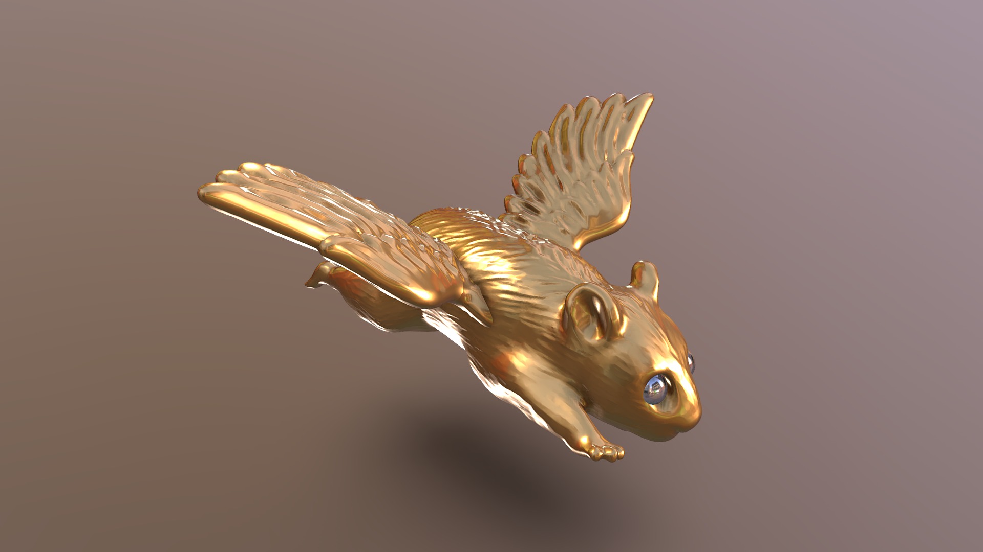3D model Flying Hamster - This is a 3D model of the Flying Hamster. The 3D model is about a gold and silver statue.