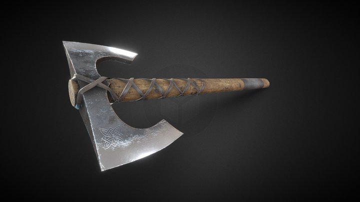 Nordic Riverheart Battle Axe 3D Model