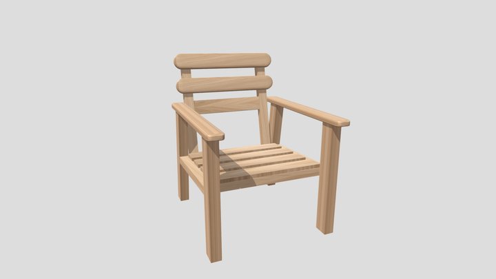 Wooden Simple Chair 3D Model