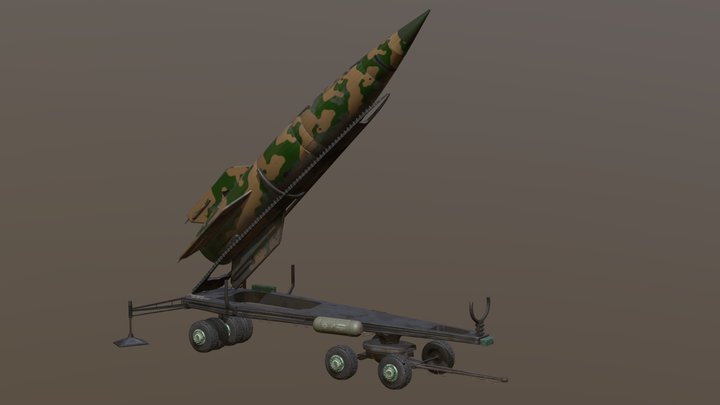 V2 rocket with ramp for Opel Blitz 3D Model