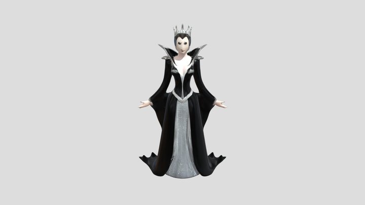 Evil queen in dark regal gown 3D Model