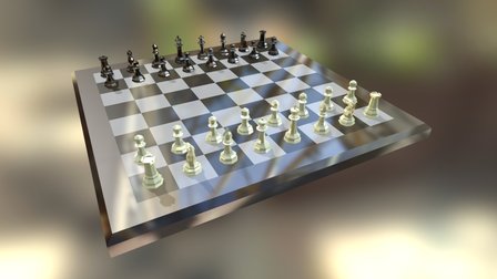 Chess Scene Low Poly 3D Model