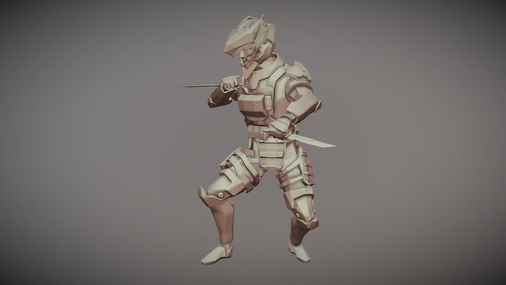 STL soldier with Dual Knives 3D Model