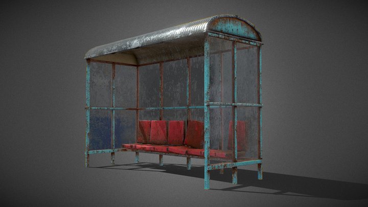 Old Soviet Bus Stop 3D Model