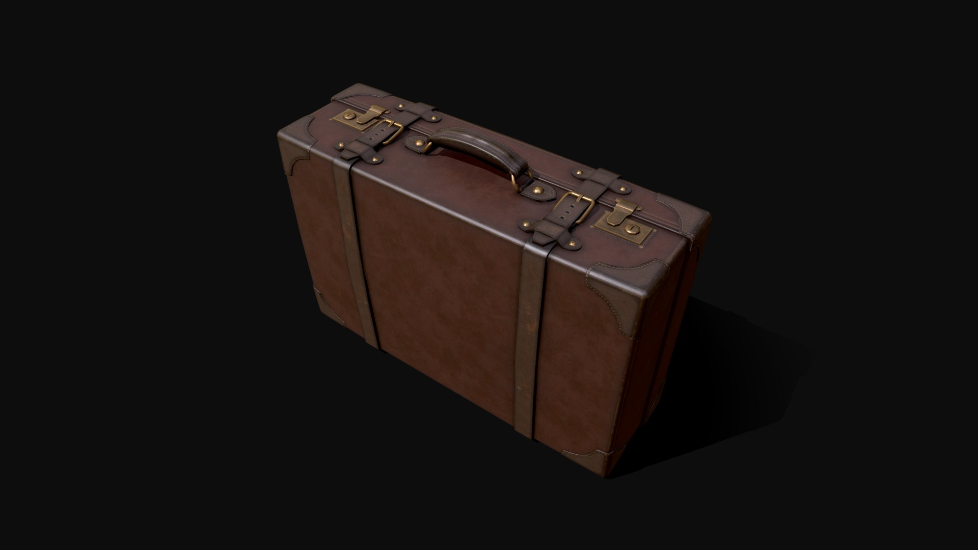 3D model Antique Suitcase - This is a 3D model of the Antique Suitcase. The 3D model is about a brown leather purse.