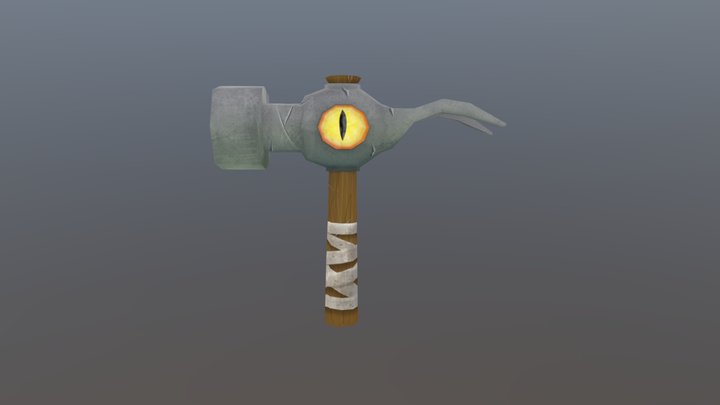 Low-Poly fantasy Hammer 3D Model