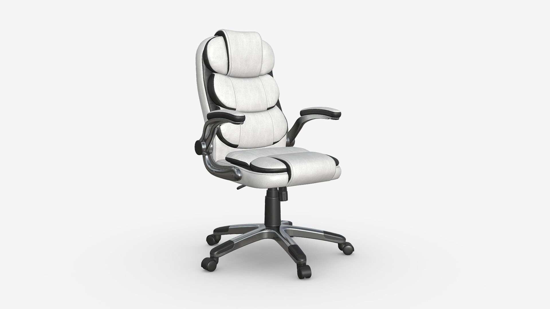Office Chair with armrests and wheels white 02 Buy Royalty Free 3D